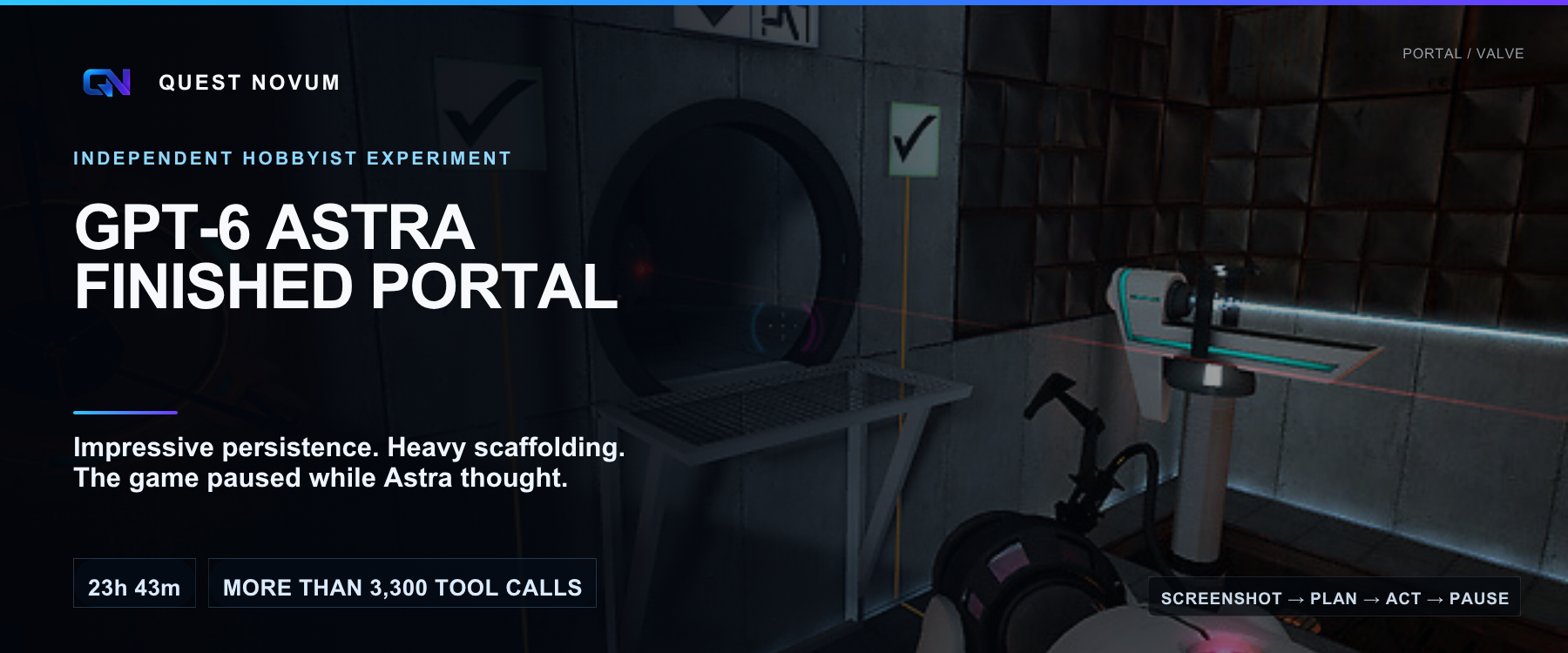 GPT-6 Astra finished Portal. The 24-hour run shows what AI agents can do, and what they still can’t.
